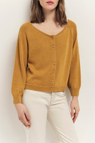 Cardigan in lino - Senape - One Step