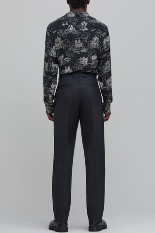 Pantaloni da completo slim in lana - Nero