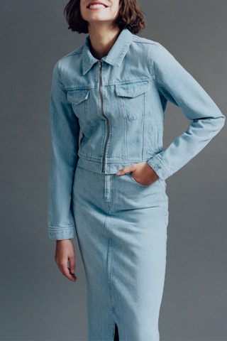 Giacca in jeans e cotone bio - Azzurro - IKKS