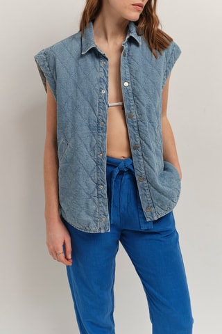 Giacca in jeans senza maniche - Celeste - One Step