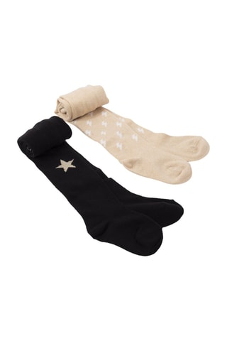 2 paia di collant - Nero e beige - IKKS