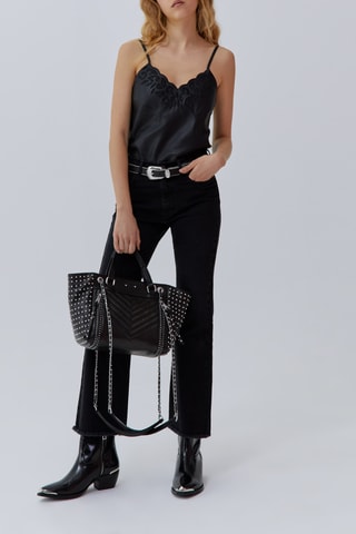 Top in pelle d’agnello - Nero