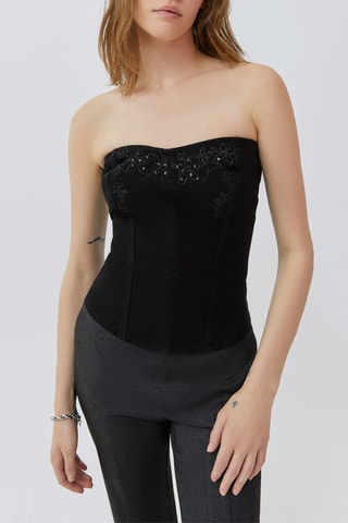 Top bustier in jeans - Nero - IKKS
