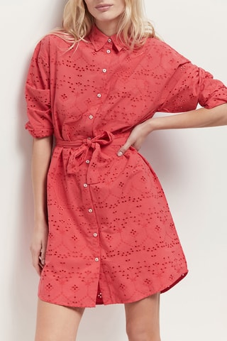 Abito a camicia in sangallo - Rosso - One Step