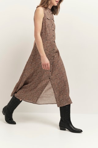 Abito a camicia in lino - Marrone - One Step