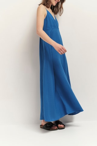 Abito lungo in lino - Blu - One Step
