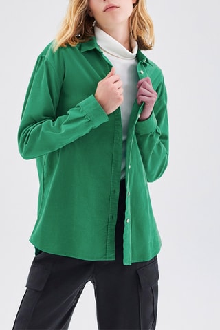 Camicia loose in velluto - Verde scuro - IKKS