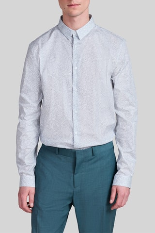 Camicia slim - Bianco e blu - IKKS