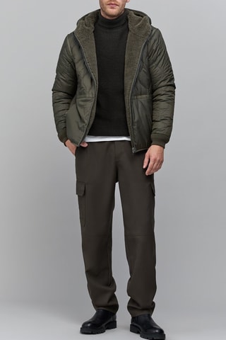 Piumino double face con cappuccio - Kaki