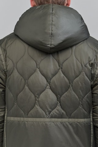 Piumino double face con cappuccio - Kaki