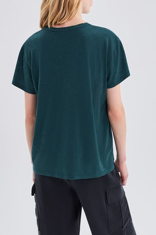 T-shirt loose in cotone bio - Verde scuro - IKKS