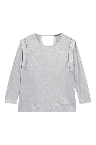 T-shirt taglio dritto in lino - Grigio chiaro melange - IKKS