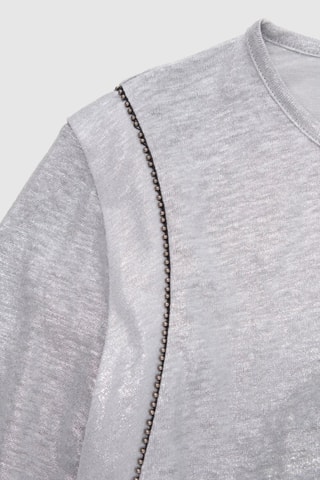 T-shirt taglio dritto in lino - Grigio chiaro melange - IKKS