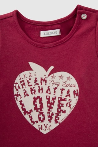 T-shirt in cotone bio - Bordeaux - IKKS Junior