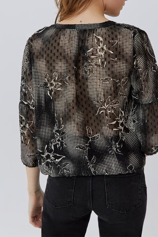 Blusa plumetis - Panna e nero - IKKS