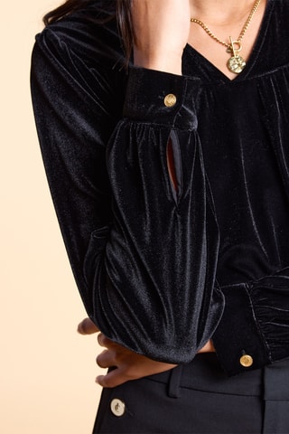 Blusa in velluto - Nero