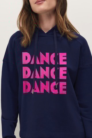 Felpa con cappuccio in cotone bio - Navy e fucsia