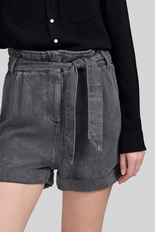 Shorts straight in jeans a vita alta - Grigio - IKKS