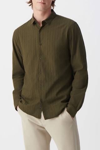 Camicia slim in cotone bio - Kaki - IKKS