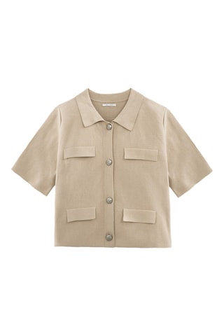 Cardigan corto e cotone bio - Beige - IKKS