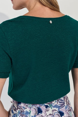 T-shirt in lino - Verde scuro - One Step
