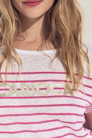 T-shirt in lino - Fucsia - One Step