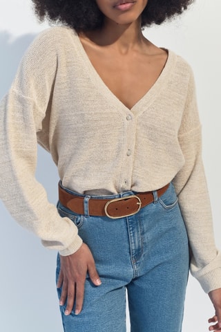 Cardigan in lino - Avorio - One Step