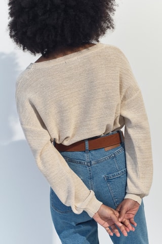 Cardigan in lino - Avorio - One Step