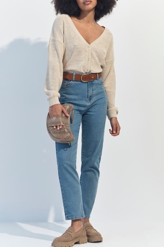 Cardigan in lino - Avorio - One Step