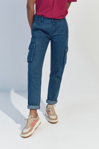 Jeans carrot a vita alta - Petrolio - One Step