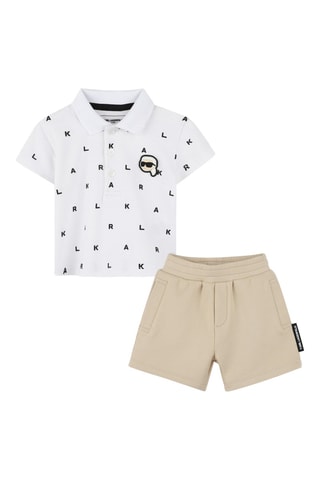 Polo y short - Blanco y beige - Karl Lagerfeld
