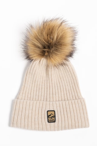 Wollen Muts met Pompon Jeeh - Beige