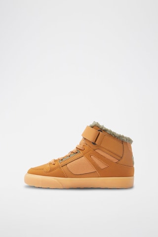 Hoge Leren Gevoerde Sneakers - Beige