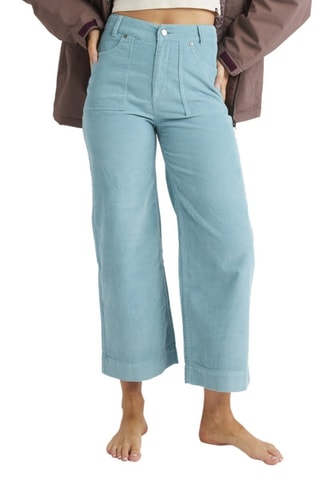 Biologisch Katoenen en Velours 7/8 Broek Hoge Taille - Lichtblauw