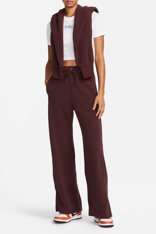 Fleece Broek Hoge Taille Wide Legs Nike Sportswear Plush+ Rood