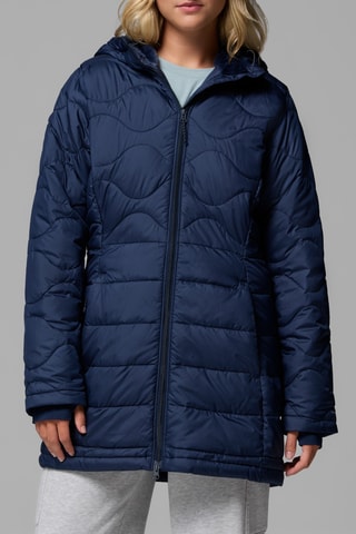 Lange gewatteerde jas met capuchon Crown Point™ II - - Marineblauw