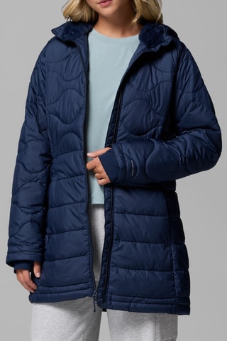 Lange gewatteerde jas met capuchon Crown Point™ II - - Marineblauw