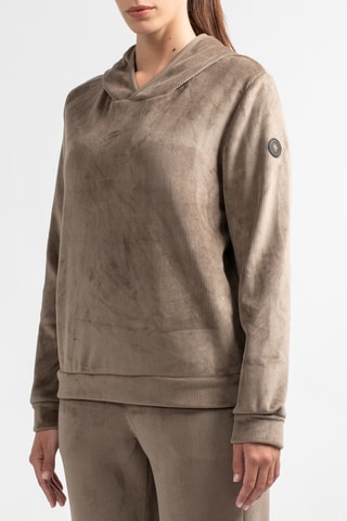 Velours Sweater met Capuchon Dooltin - Taupe