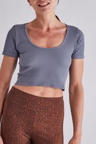 T-shirt cropped - Donkergrijs - Hiit