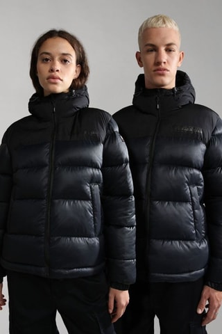 Gewatteerde Jas met Capuchon A-Hornelen - Zwart