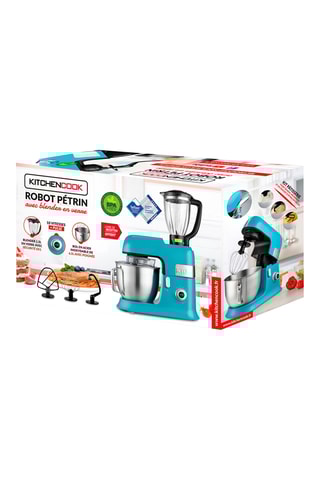Robot pétrin avec blender - 6,5 l et 1,5 l - 1300 W - 10 vitesses - Bleu