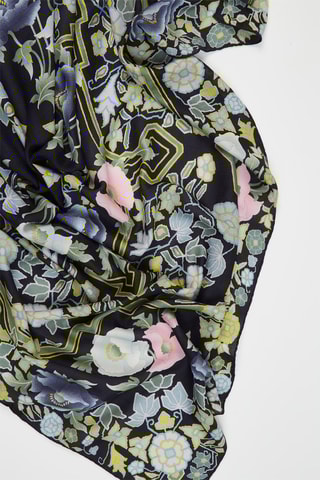 Foulard en cachemire et soie Matador - Bleu marine et rose