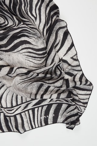 Foulard en cachemire et soie Kitty - Gris clair et noir