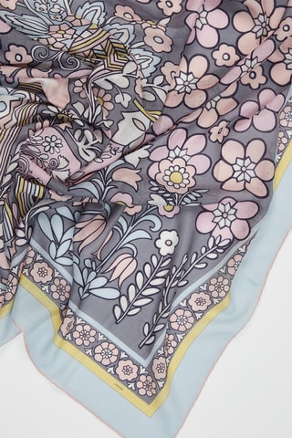 Foulard en laine et soie Disegno ricamo - Gris clair et rose