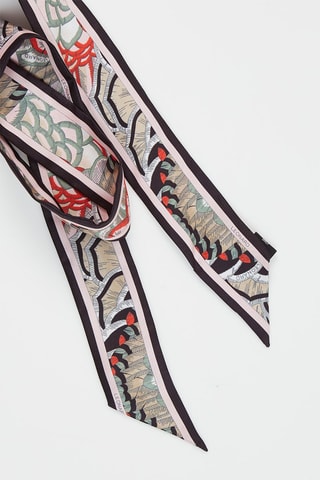 Bandeau en soie Mantila - Kaki et blanc