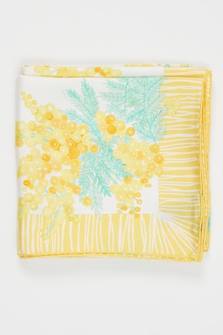 Carré en soie Linda - Blanc et jaune
