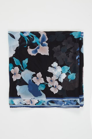 Carré en soie Jungle - Noir et ciel