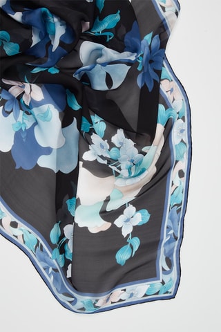 Carré en soie Jungle - Noir et ciel