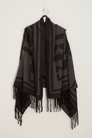 Poncho en laine Maxi logo - Noir
