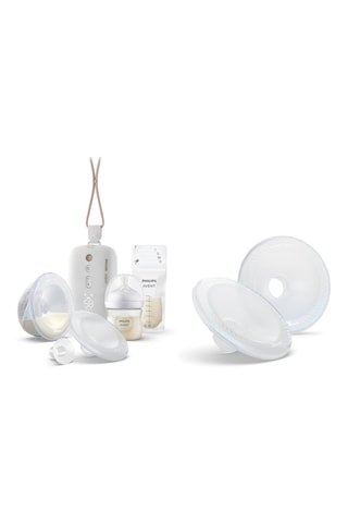 Extrator de leite elétrico portátil mãos-livres e acessórios + 2 inserções grandes